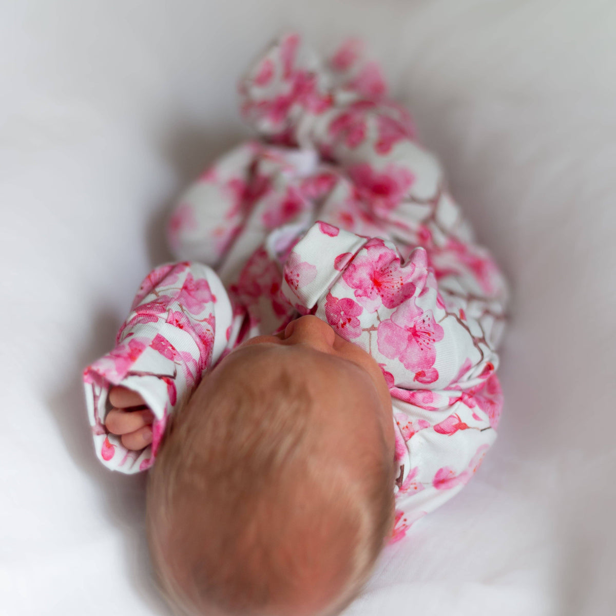 Unisex Baby Cotton Sleepsuit (Onesie) – Cherry Blossom Print