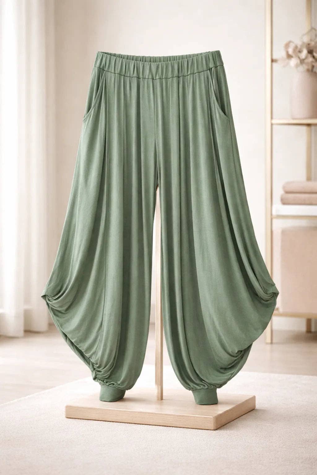 Italian Womens Oversized Jersey Harem Trousers – Wide Leg Baggy Pants