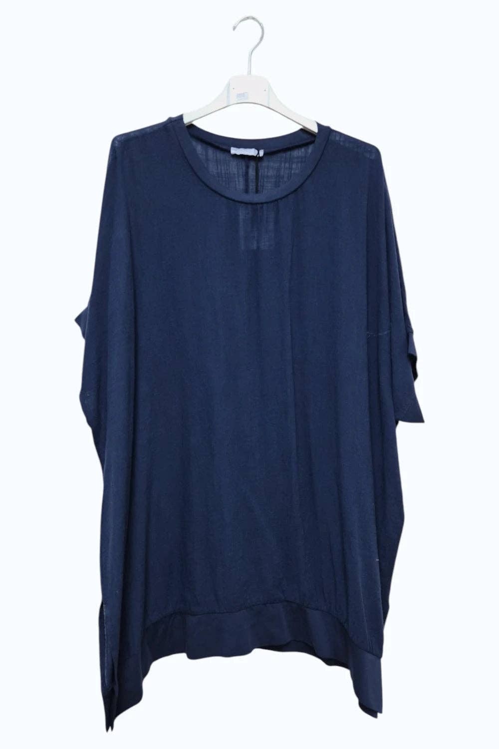 Italian Womens Cotton Oversized Side Slit Tunic Top