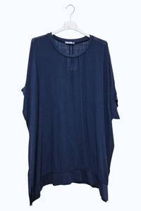 Italian Womens Cotton Oversized Side Slit Tunic Top