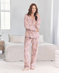 Chelsea Peers - Organic Cotton Breakfast Print Long Pyjama Set - Pink