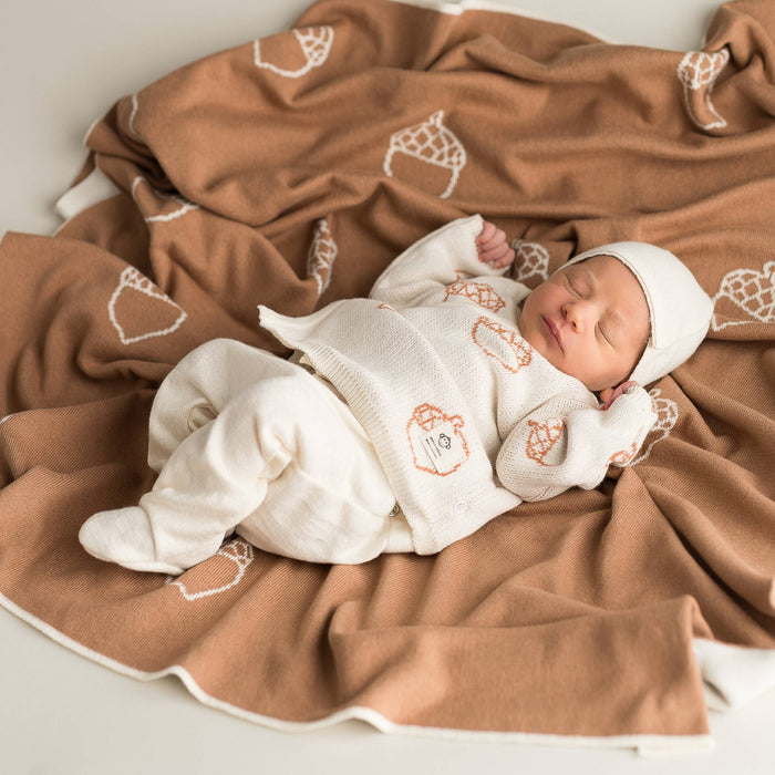 Baby blanket acorn ecru-brown