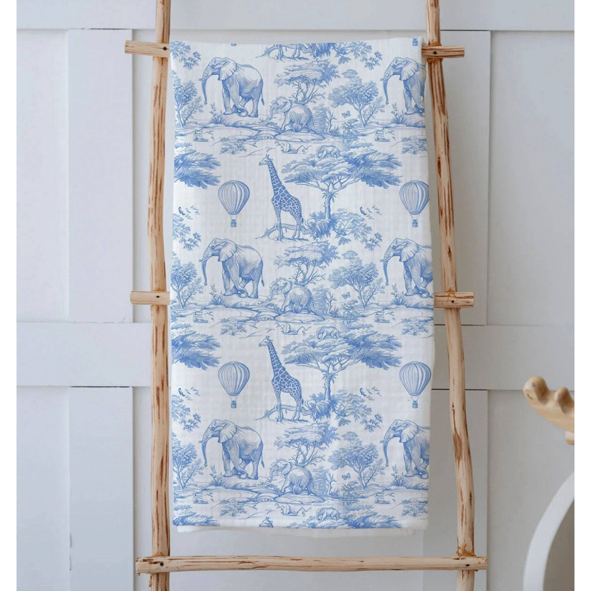 Toile de Jouy Safari Baby Boys Muslin Blanket
