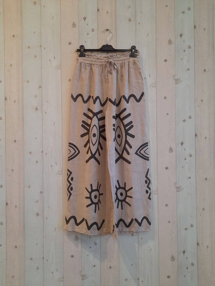 PRINTED TROUSERS 100% LINEN - Ref-7193