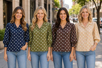 Polka Dot Puff Sleeve Blouse