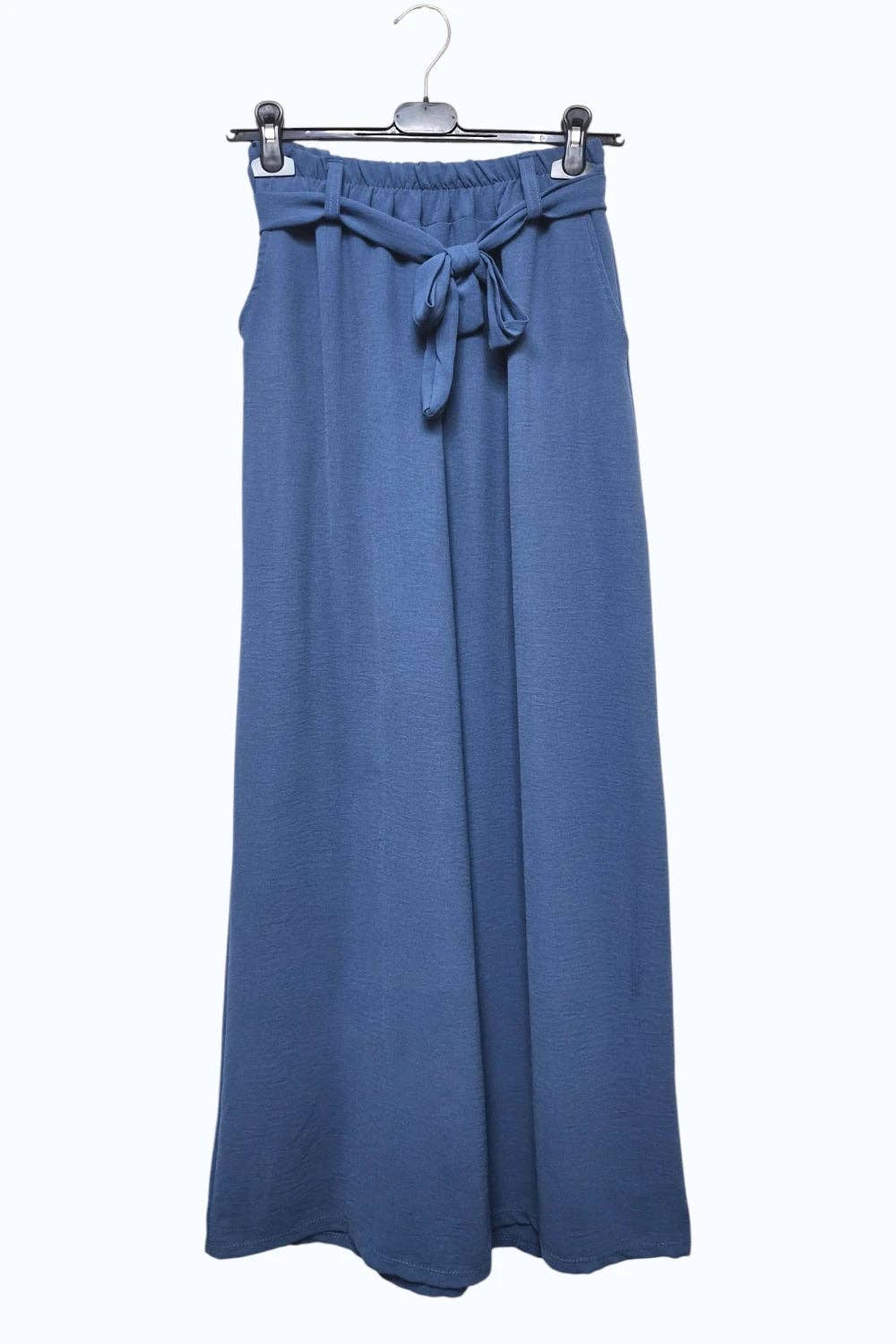 Italian Womens Belted Strap Wide Leg Palazzo Trousers