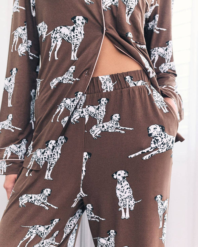 Chelsea Peers - Dalmatian Dog Print Long Pyjama Set