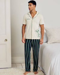 Organic Cotton Embroidered Leisure Club Print Long Pyjama Set
