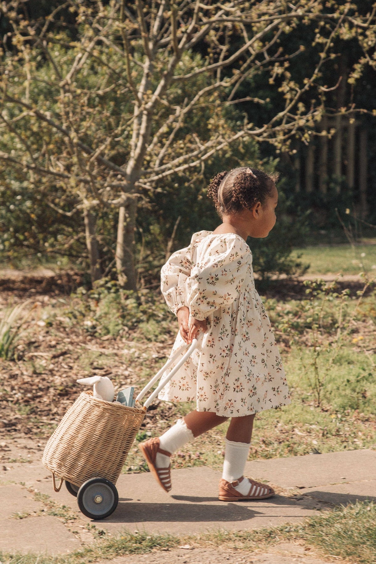Floral/White Puff Sleeve Dress
