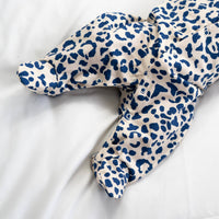 Unisex Baby Cotton Sleepsuit (Onesie) – Blue Leopard Print