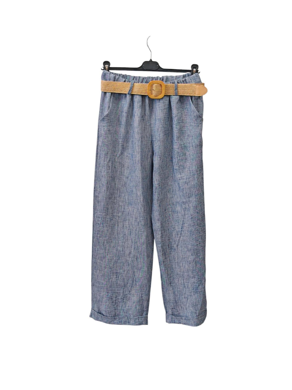 Italian One Size Light Weight Linen Trousers +Belt