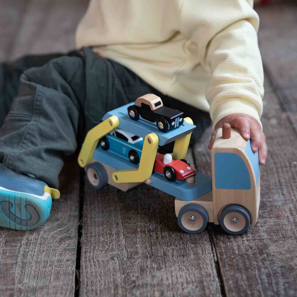 Classic World Wooden FSC Car Transporter Kids Toy Truck