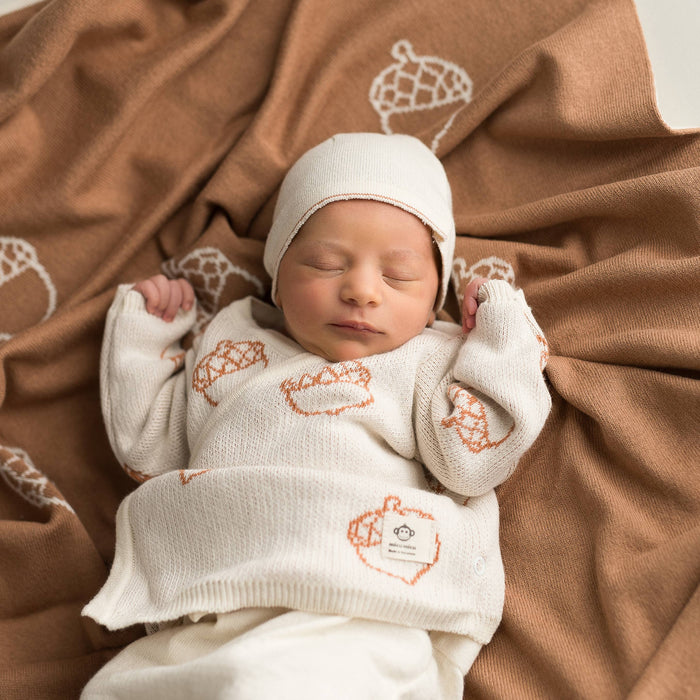 Baby blanket acorn ecru-brown