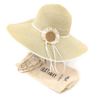Women's Daisy Wide Brim Foldable Hat - Natural (57cm)
