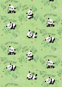 Panda - Children's Gift Wrap - Packed 2 Sheets 2 Tags