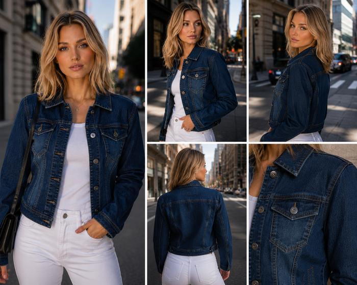 Kurt Muller Mid Denim Blue Cotton Stretch Jacket