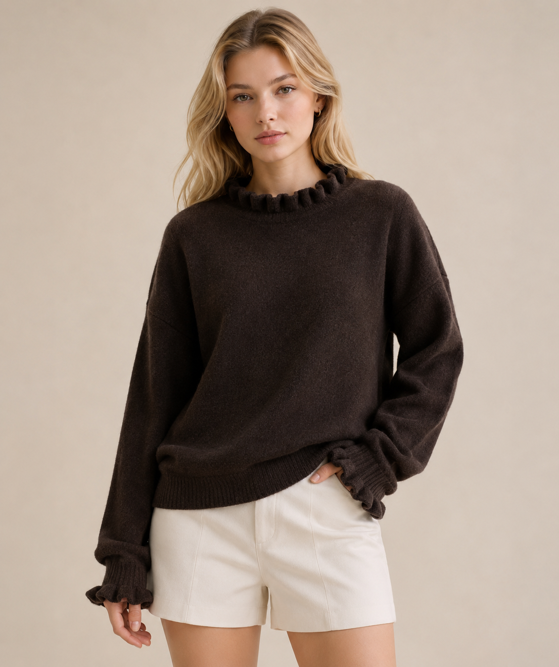 Frill Trim Soft Knit Jumper