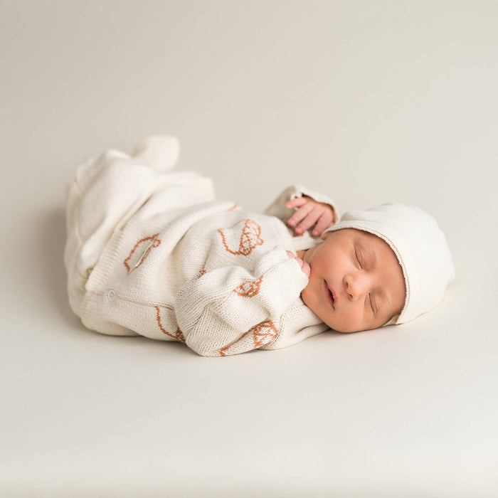 Newborn/ Home Coming Set - Ecru with acorn detail