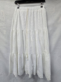 Cotton Crochet Tier Panel Maxi Skirt