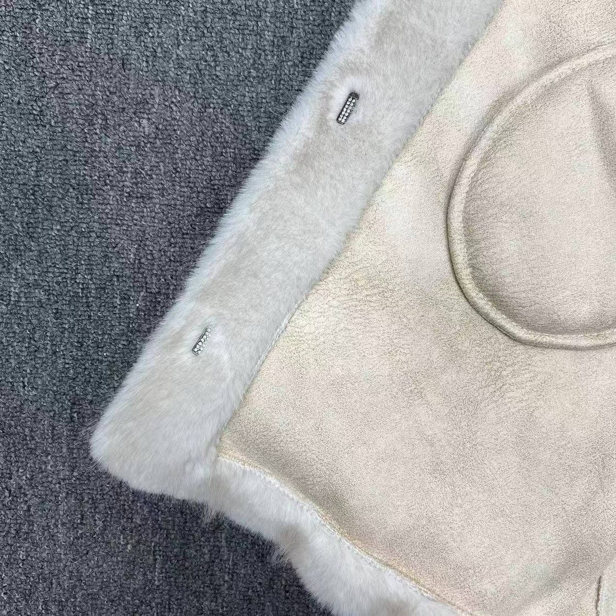 Cream Soft Plush Winter Coat with Collar