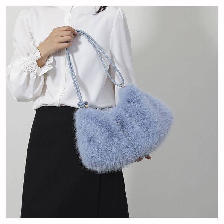 Faux Fur Top Zip Shoulder Bag