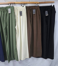 Wide Leg Elasticated Stretch Trousers: Mocha brown