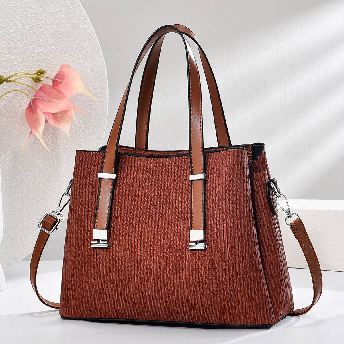 Classic Silver Hardware Medium Size 3 compartment Tote Bag