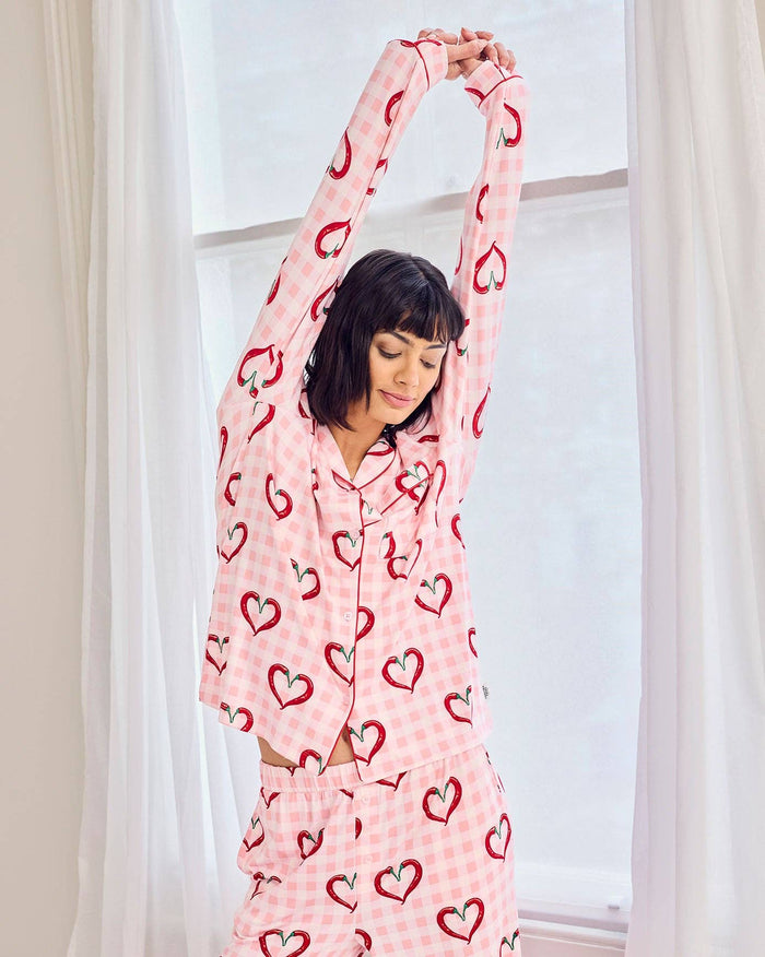 Chelsea Peers - Chilli Heart Print Long Pyjama Set