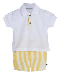 Yellow and White Stripe Short Outfit