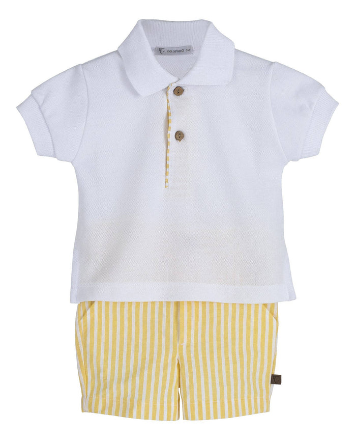 Yellow and White Stripe Short Outfit