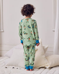Kids Organic Cotton Sports Frogs Print Long Pyjama Set