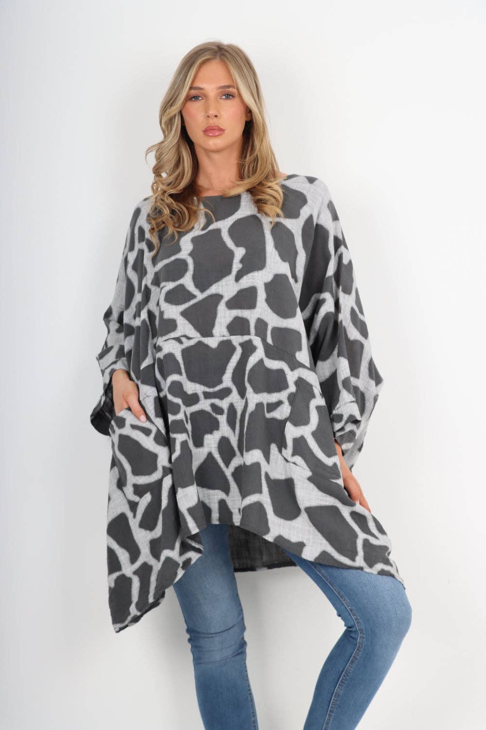 Italian Animal Print Oversized Boxy Top