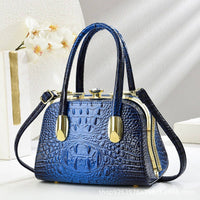 Small Medium Croc Pattern Diamante Top Handle Shiny Bag