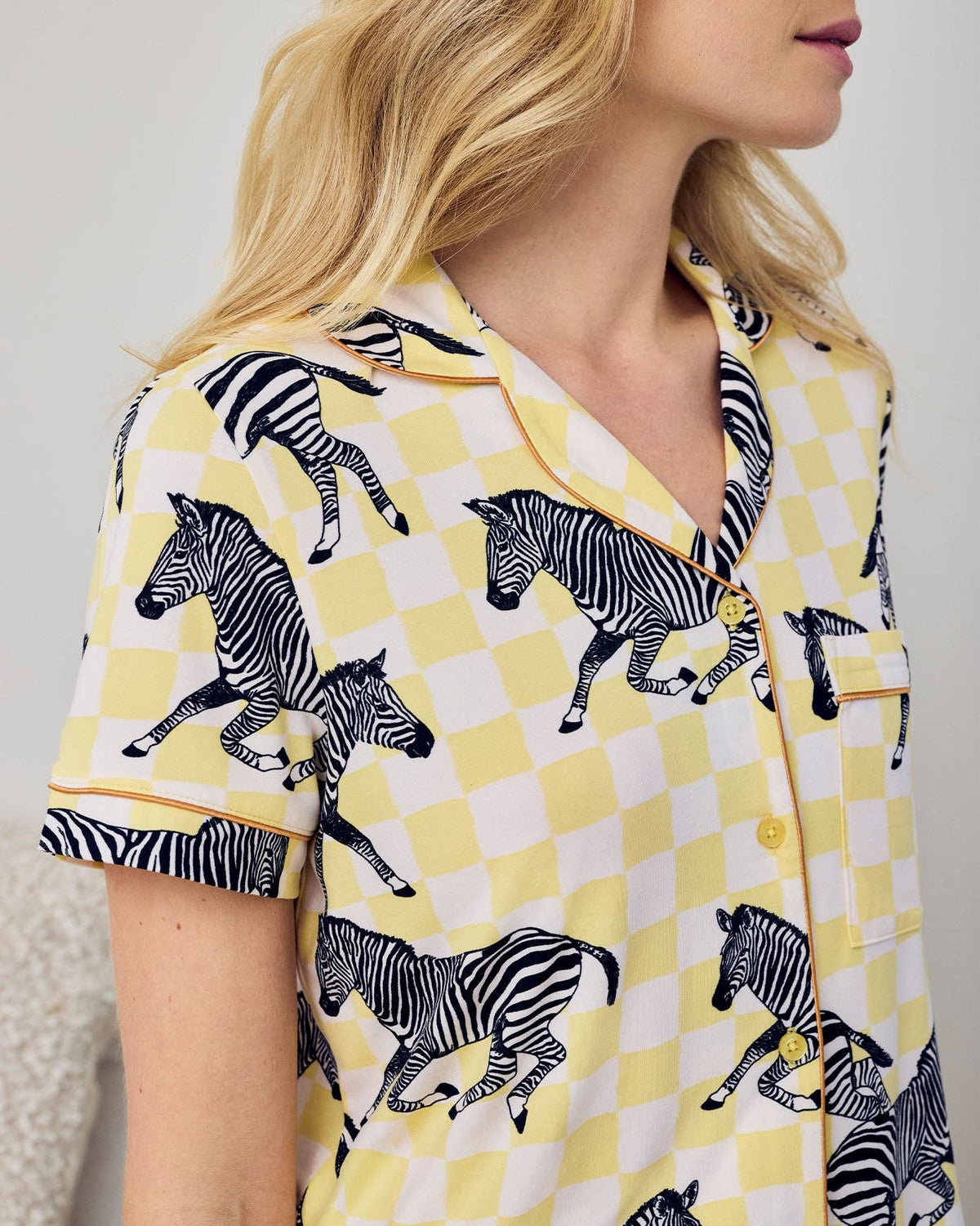 Zebra Checkerboard Print Short Pyjama Set