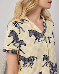 Zebra Checkerboard Print Short Pyjama Set