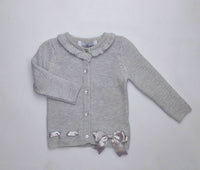 Girls cardigan with frill neck collar, buttons and bow detail - 21605 Camel & Grey Options