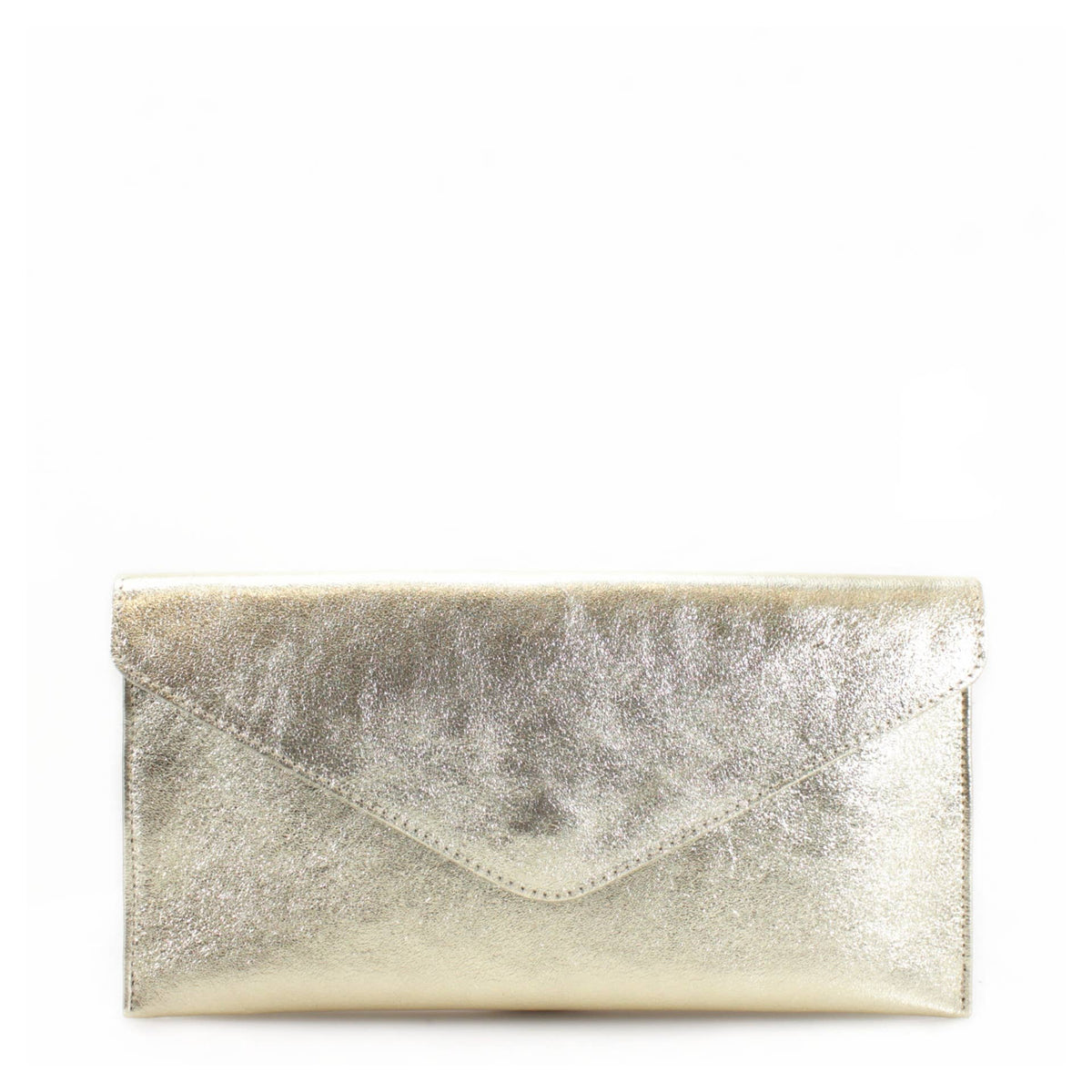 Italian Leather Metallic Envelope Clutch