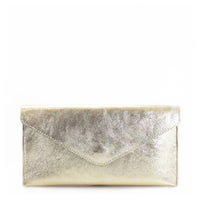 Italian Leather Metallic Envelope Clutch