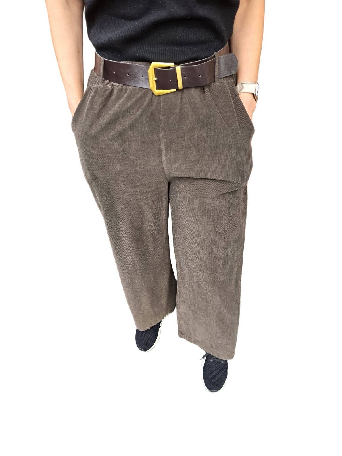 Cord Soft Lined Wide Leg Trousers