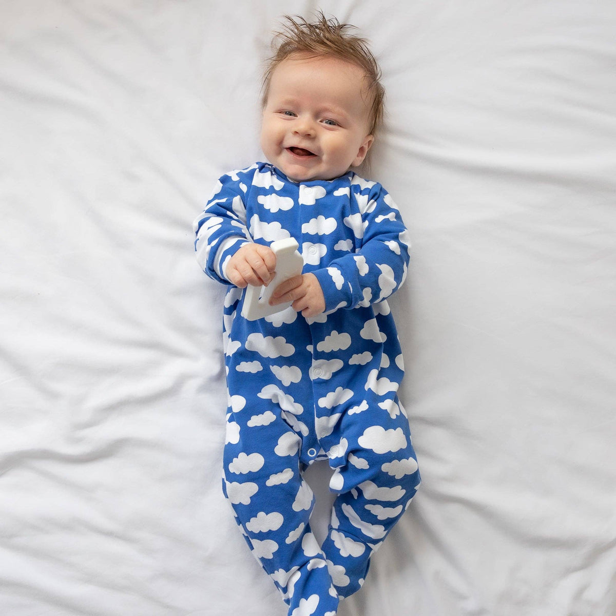 Unisex Baby Cotton Sleepsuit (Onesie) – Blue cloud Print