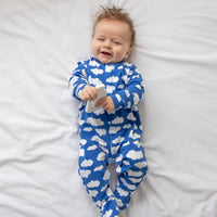 Unisex Baby Cotton Sleepsuit (Onesie) – Blue cloud Print
