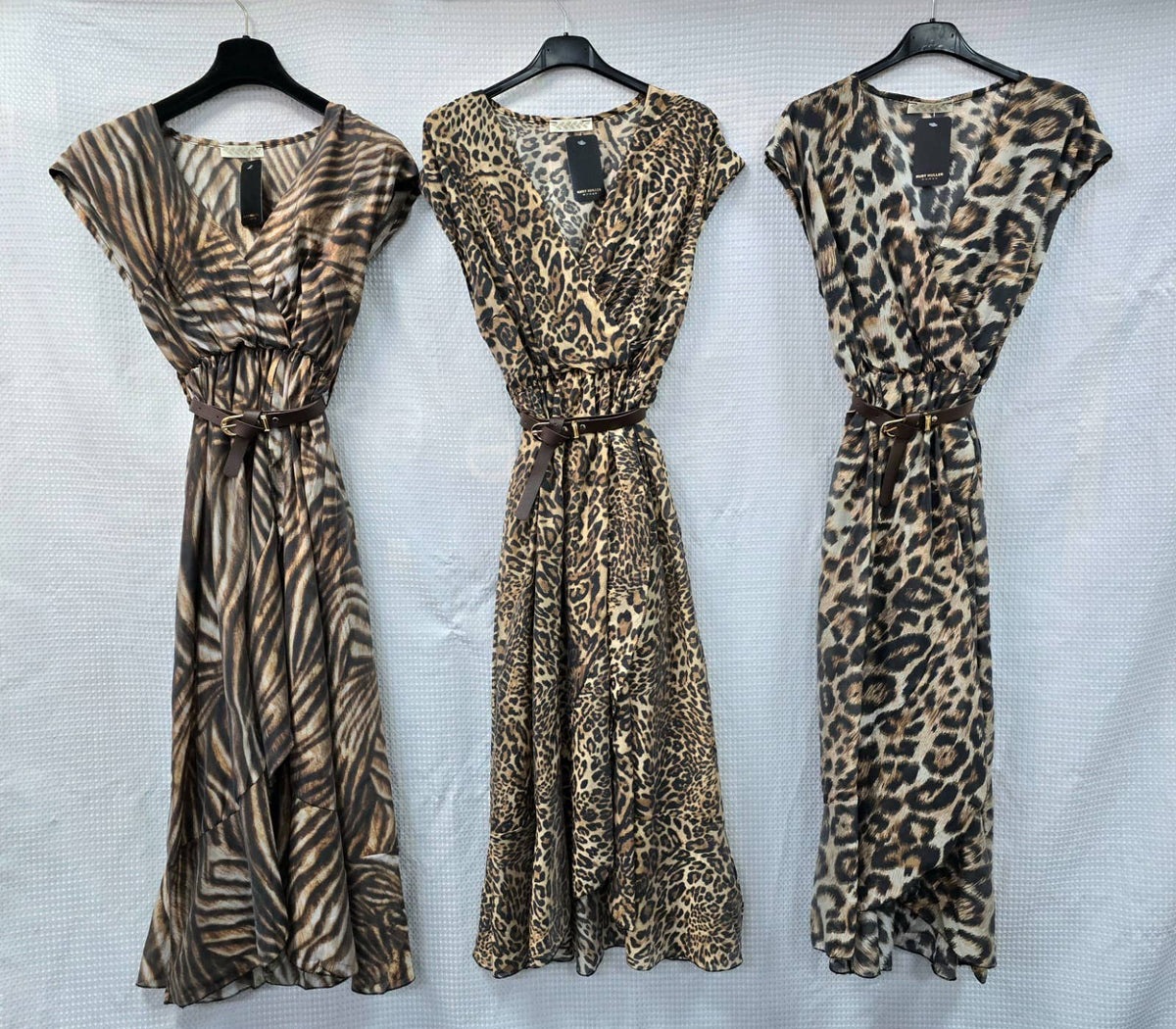 Animal Printed Tencel Crossover Dresses