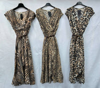 Animal Printed Tencel Crossover Dresses