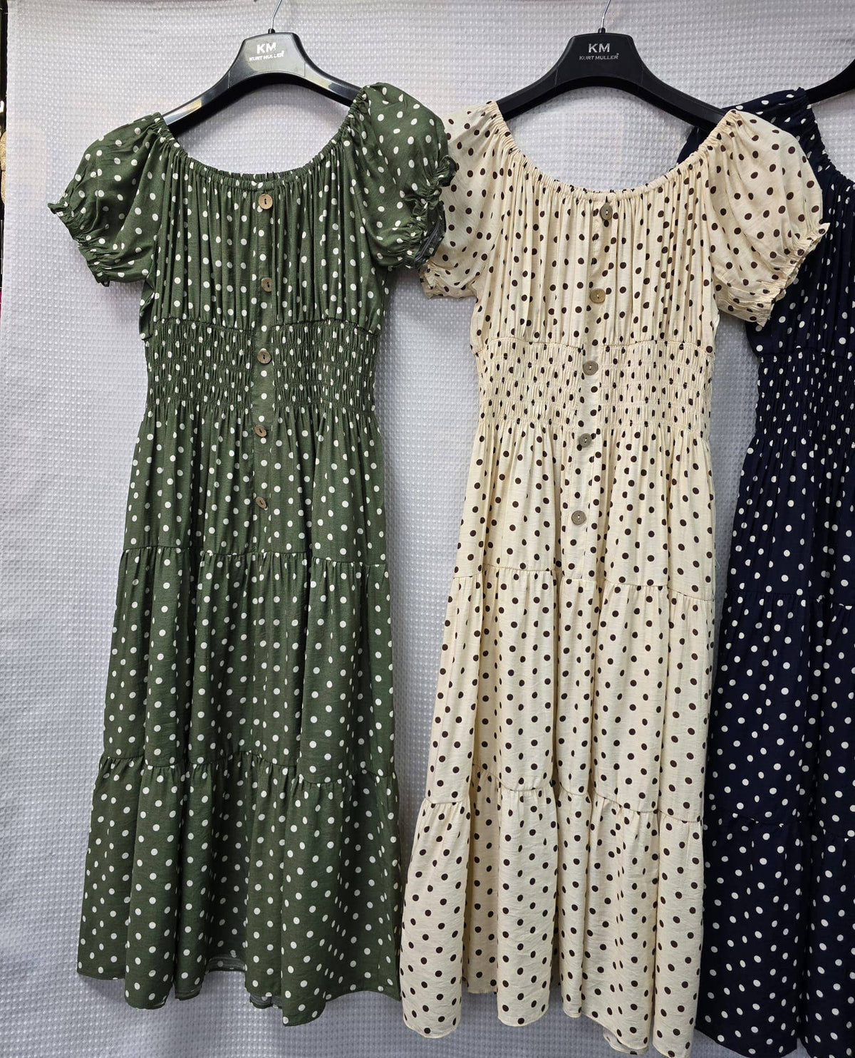 Priya Polka Dot Midi Bardot Dress