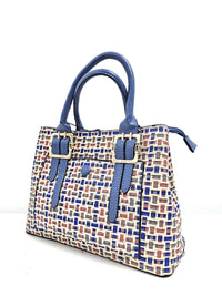 Medium Size Multicolour Front Pocket Two-toned Tote Bag