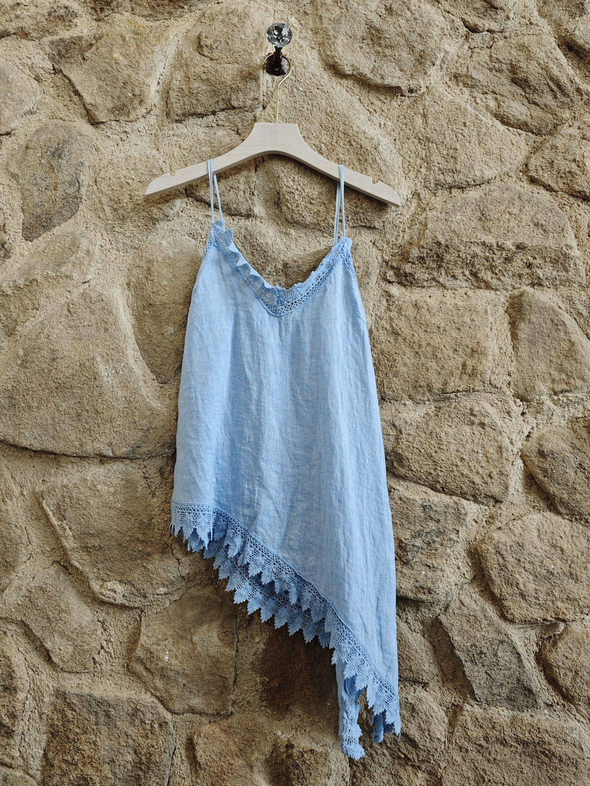 100% Linen Asymmetric Vest top Ref-23472 T-shirt