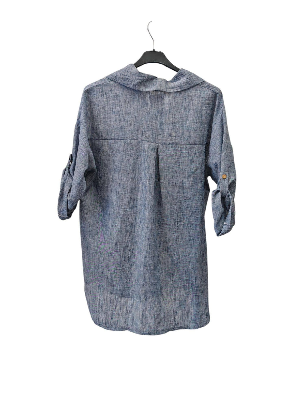 Italian One Size Full Button Linen Shirt Blouse with Pocket