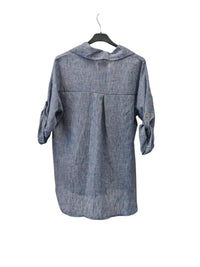 Italian One Size Full Button Linen Shirt Blouse with Pocket