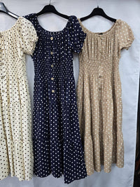 Priya Polka Dot Midi Bardot Dress