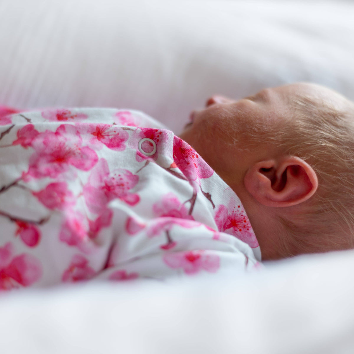 Unisex Baby Cotton Sleepsuit (Onesie) – Cherry Blossom Print